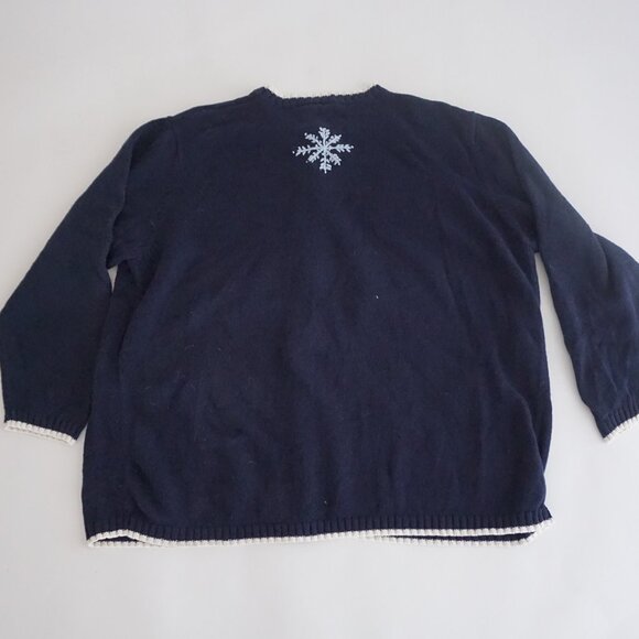 Vintage Cherokee Navy Blue Ice Skates Mittens Winter Button Cardigan Festive 3X - Picture 11 of 11